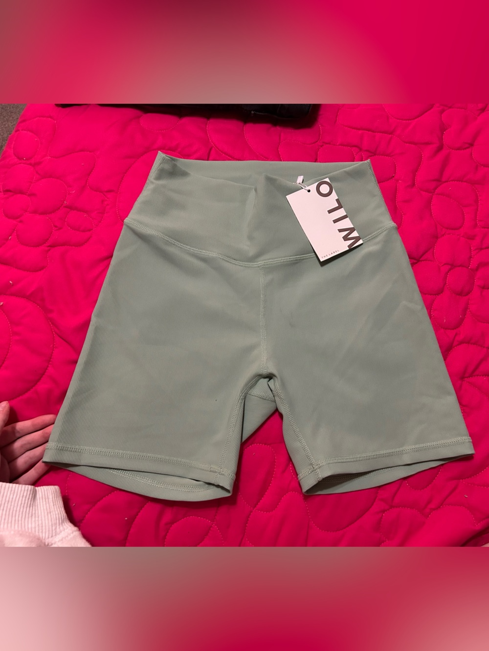 NEW WILO THE LABEL GREEN RIBBED SHORTS